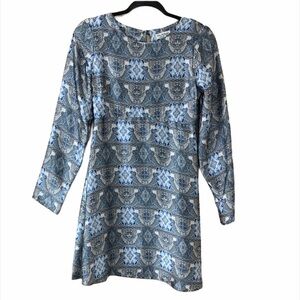 Miss Selfridge Blue Satin Longsleeve Tunic Dress